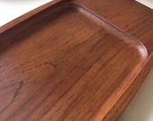 Carved Staved Teak Sculptural Catchall Bowl Centerpiece Serving Platter Mid-Century Scandinavian Modern Vintage Tray
