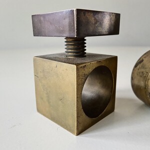 Geometric Sculptural Nut crackers set brass industrial design mid century Aubock image 3