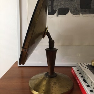 Exceptional French Vanity Mirror Wood and Brass Table mirror circa 1940 swivel image 8