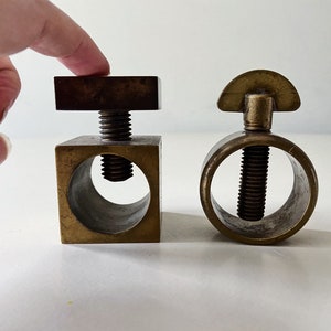 Geometric Sculptural Nut crackers set brass industrial design mid century Aubock image 2