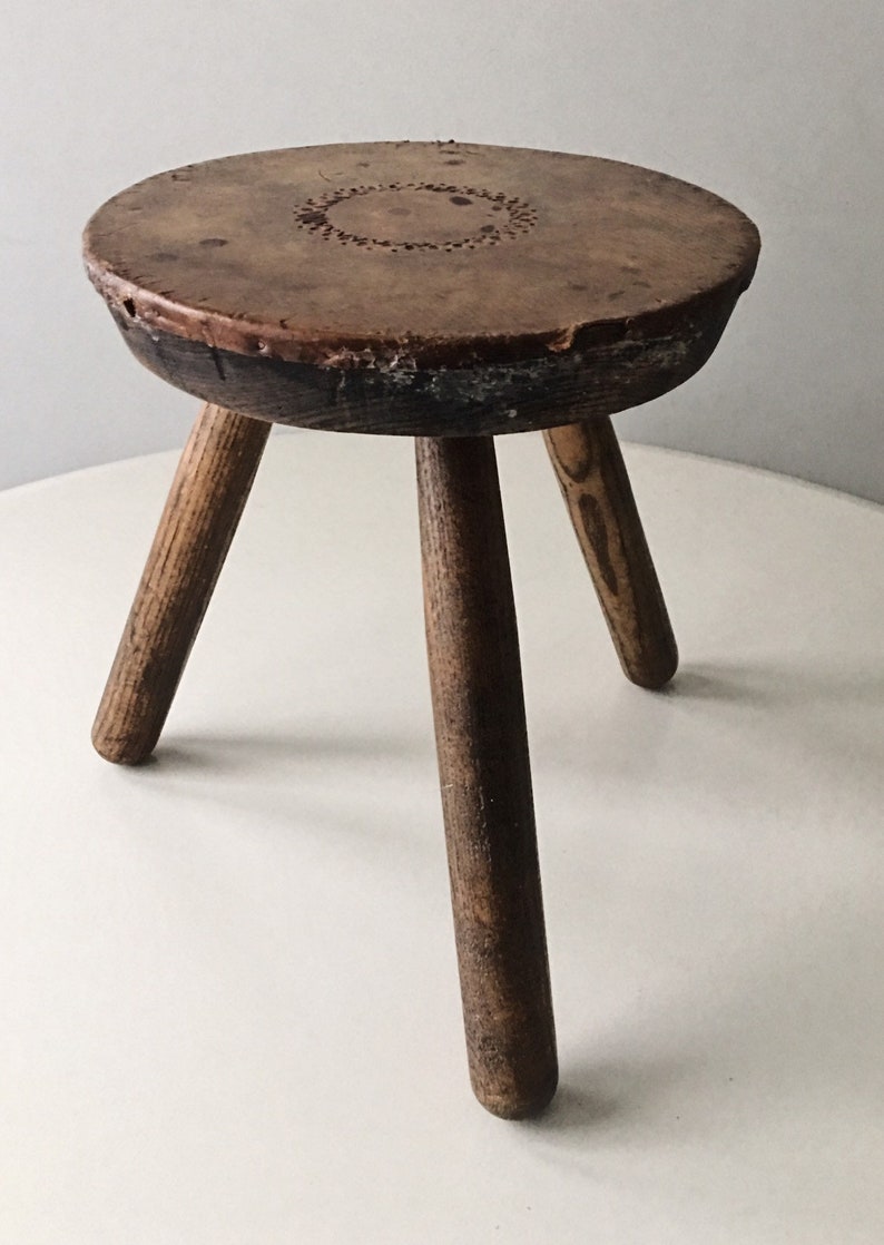 Primitive Leather Stool Milking 3 Leg Three Legged France Etsy