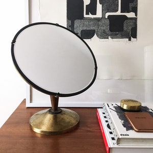 Exceptional French Vanity Mirror Wood and Brass Table mirror circa 1940 swivel image 1