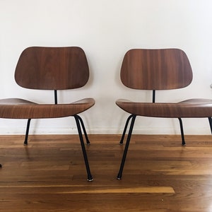 Reserved for Aidan Matching Pair of 1954 LCM Eames chairs marked black frame image 2