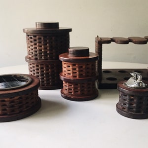 Chas A. Schieren, New York 1936. Vintage Leather, Brass, Aluminum Pipe, Cigar, Tobacco Ashtray Set