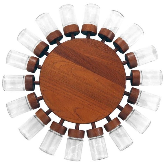 Digsmed Spice Rack Denmark Signed Carved Teak Spice Wheel Digsmed Spice Rack Denmark Signed Carved Teak Spice Wheel