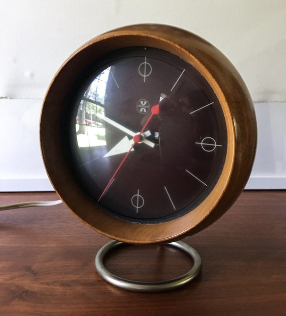 Museum Quality George Nelson Associates Walnut Table Clock Model 4765a Wood Vintage Mid Century Modern Brass Mint Rare
