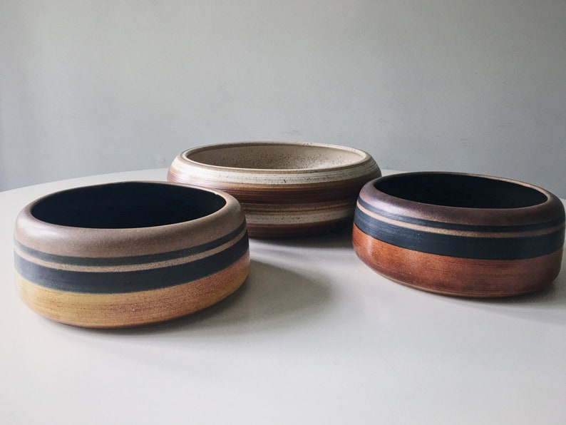 Mid Century Israel Pottery Bowl Set Tel Aviv Mid Century Etsy