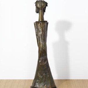 Rare Angel Botello Brutalist Bronze Vintage Sculpture Tall Girl Titled Diana 1983 Signed Puerto Rico image 3