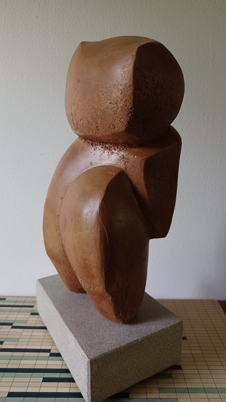 Postmodern Nude Stone Sculpture Abstract vintage mid century Female Chubby image 4