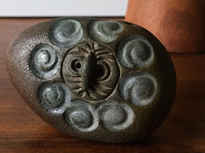 Small Unique Pottery Owl Vintage Scandinavian Danish Modern Pottery Mid Century Signed crane