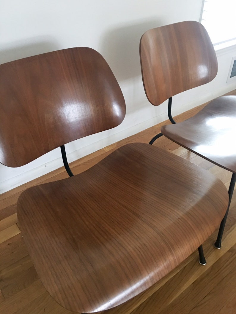 Reserved for Aidan Matching Pair of 1954 LCM Eames chairs marked black frame image 4