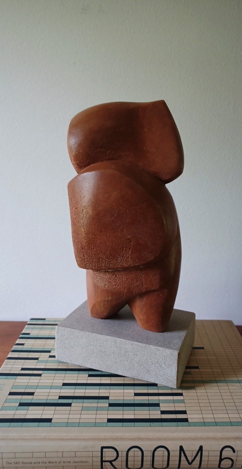 Postmodern Nude Stone Sculpture Abstract vintage mid century Female Chubby image 7