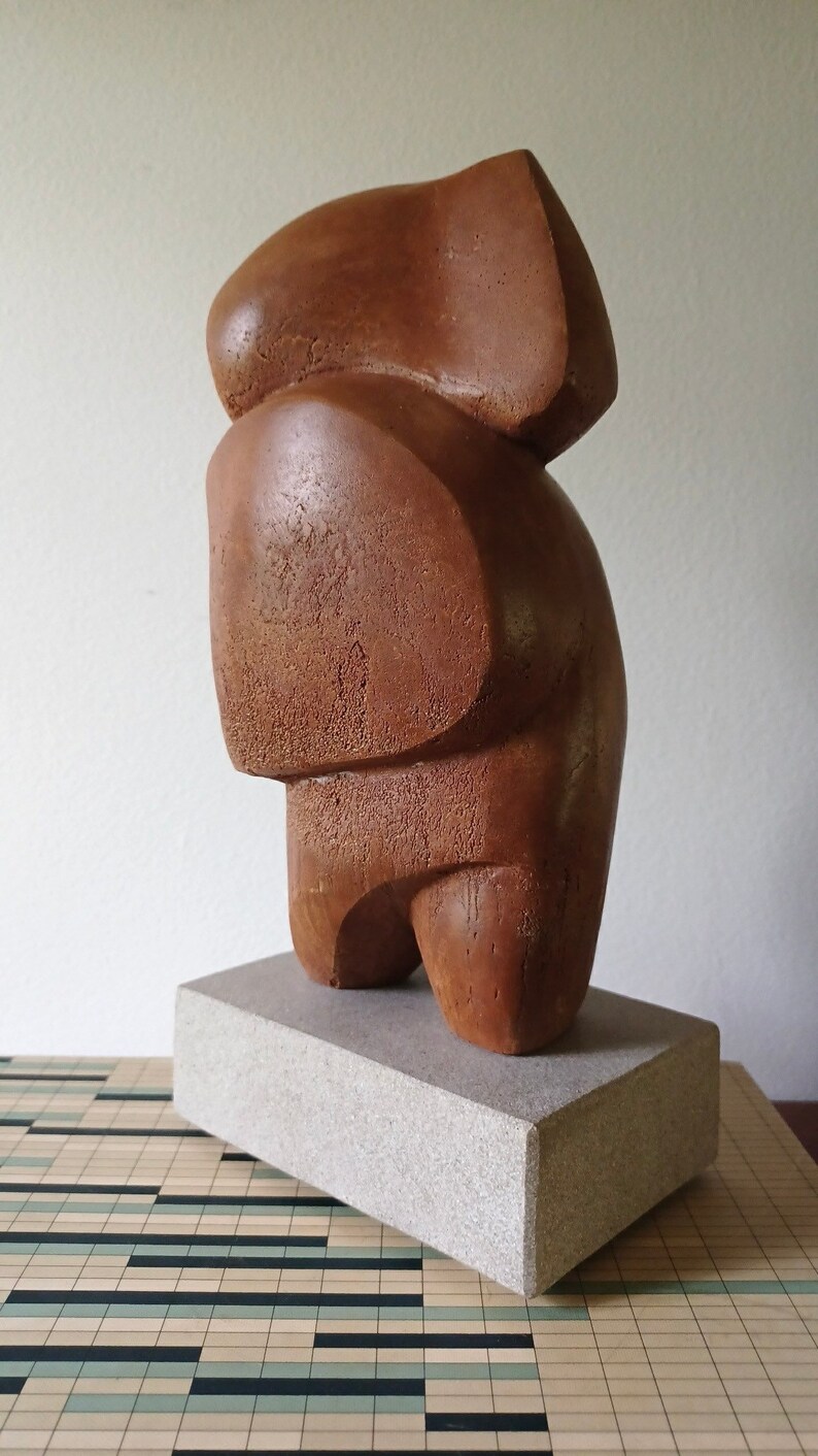 Postmodern Nude Stone Sculpture Abstract vintage mid century Female Chubby image 8