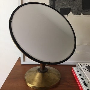 Exceptional French Vanity Mirror Wood and Brass Table mirror circa 1940 swivel image 6