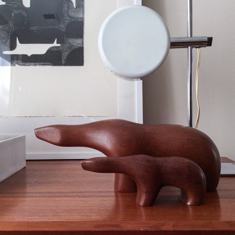 Bear Figure by Arne Tjomsland for Goodwill Produkter A/S Sandefjord, Norway Teak Danish Mid Century Rare Cub image 2