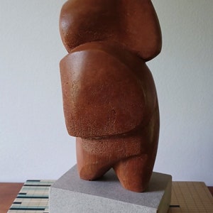 Postmodern Nude Stone Sculpture Abstract vintage mid century Female Chubby image 9