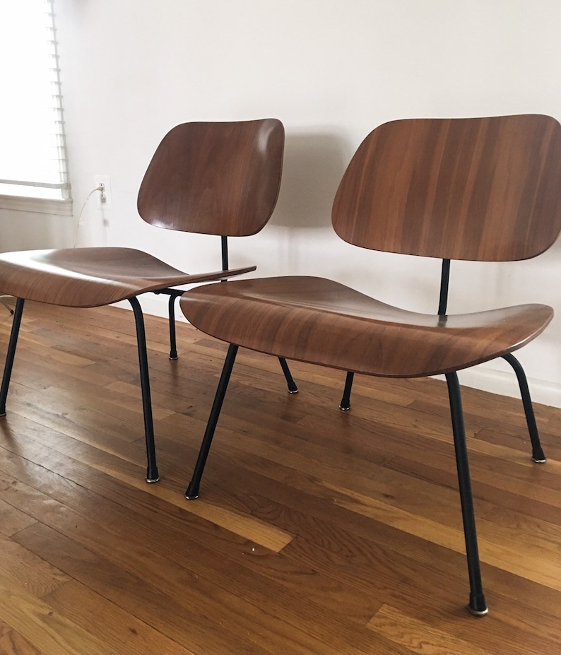 Reserved for Aidan Matching Pair of 1954 LCM Eames chairs marked black frame image 5