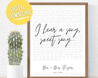 DIGITAL DOWNLOAD, Wedding Lyrics Wall Decor, Anniversary Gift, Wedding Song, Custom Printable Song, Song Lyrics Wall Art, Music Poster