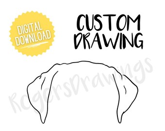 DIGITAL DOWNLOAD: Custom dog ear drawing, Dog ear tattoo, Simplistic, Minimalist, Line drawing, digital download