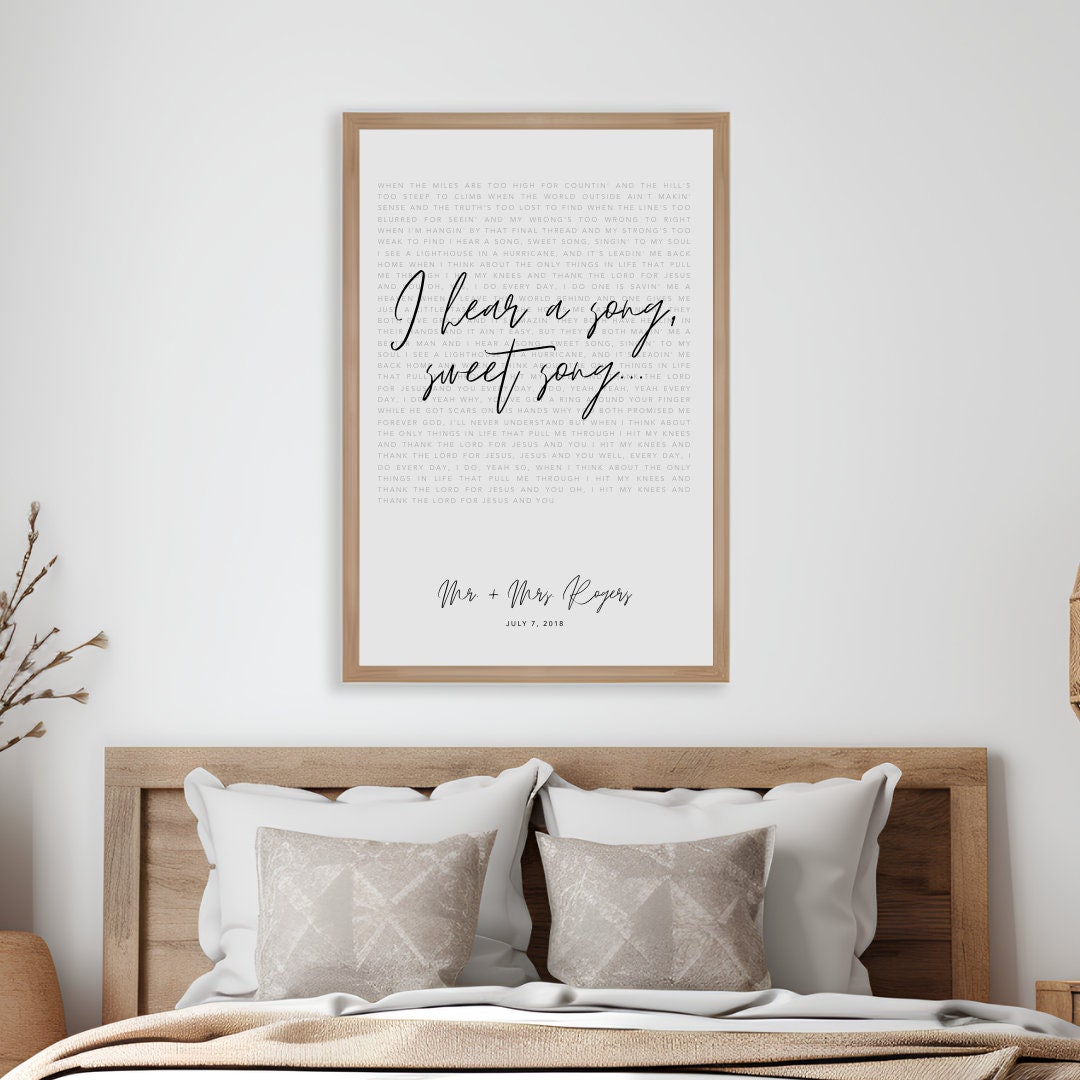 DIGITAL DOWNLOAD, Wedding Lyrics Wall Decor, Anniversary Gift, Wedding