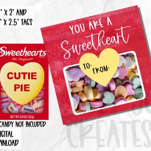 Sweethearts Happy Valentine's Day SQUARE TAG, Geschenkanhänger, Geburtstagsbevorzugung, Dankeschön, druckbare Cookie-Tag, Konversation Herzen
