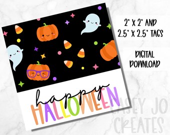 Happy Halloween Cookie Treat Tag, Printable Candy Tag, Halloween Kids School Cookie Tag, Teacher Gift