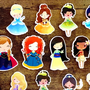 SET OF 2- Disney Princess Planar Resin Pieces - Elsa Anna Merida Ariel Cinderella Tiana Belle Rapunzel Moana Jasmine Mulan Snow White