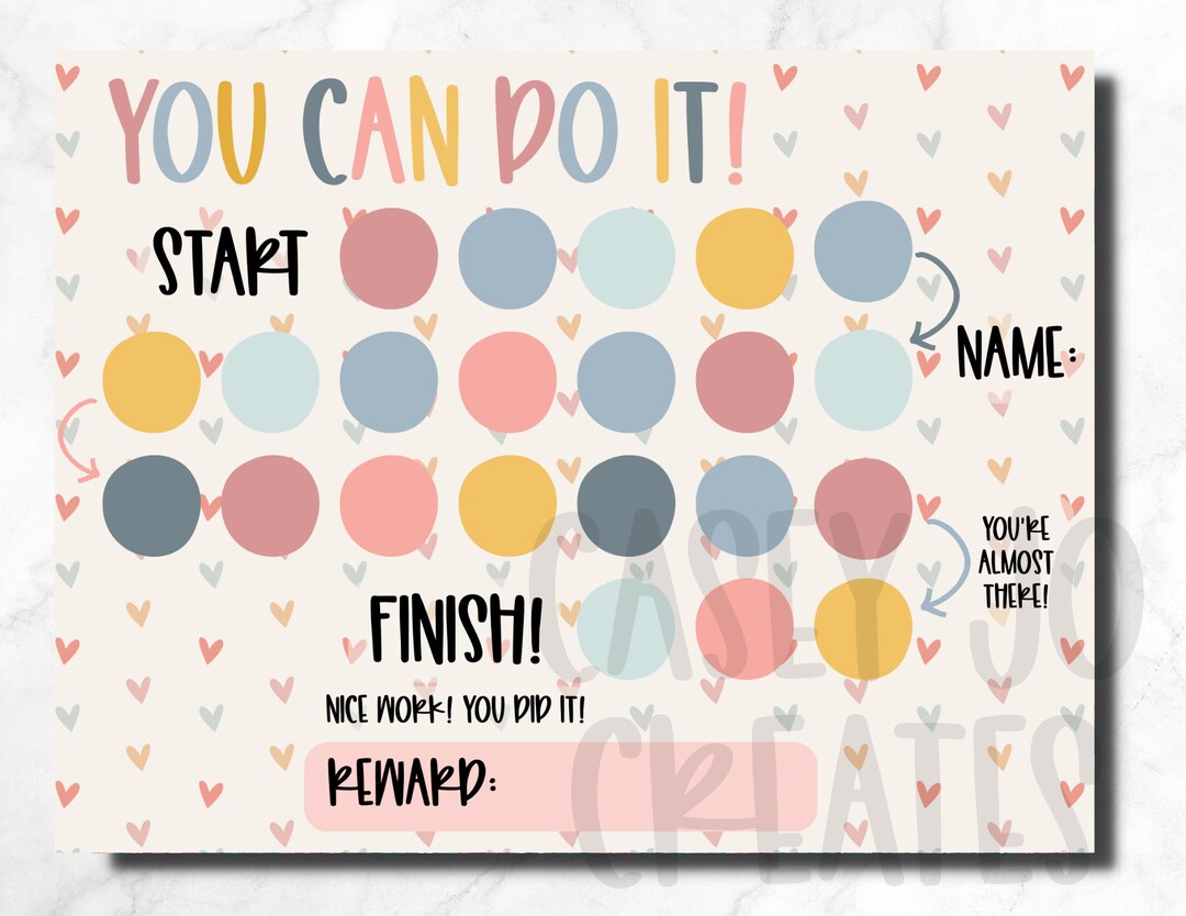 Hearts REWARD CHART, Preschool Printable Chart, Kids Chore Chart ...