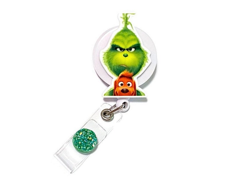 Planar Resin Badge Pull Stole Pediatric Grinch and Max Christmas Retractable ID Badge Holder Nurse Badge Holder