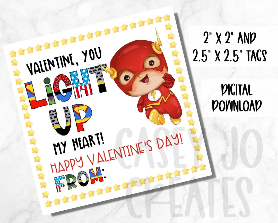 Flash Valentine's Day Printable Tags Gift Tag Valentines - Etsy