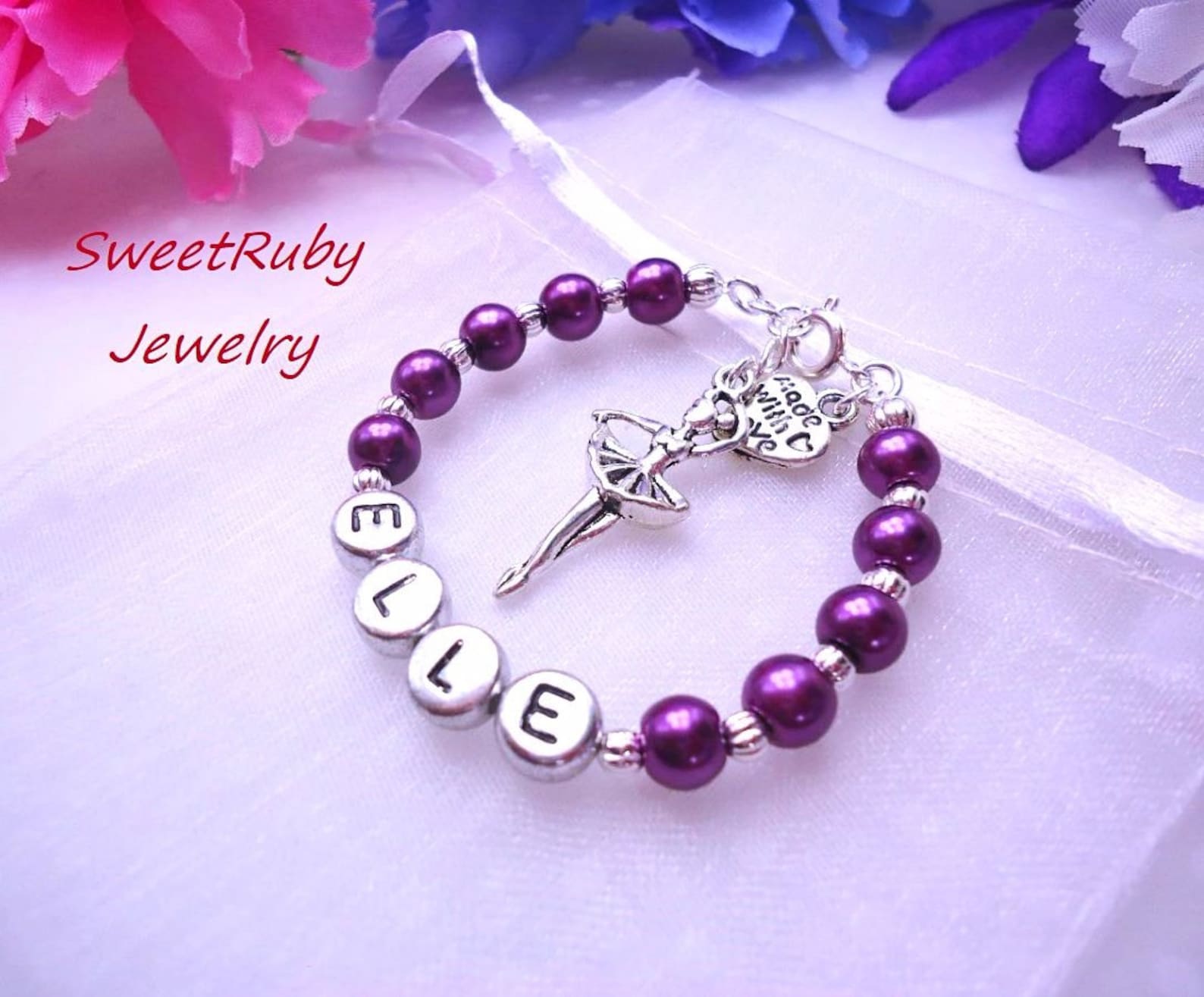 personalized dance/ballet shoes bracelet - ballerina, dance girl, dance recital - girls/kids/children- w/ an elegant gift box
