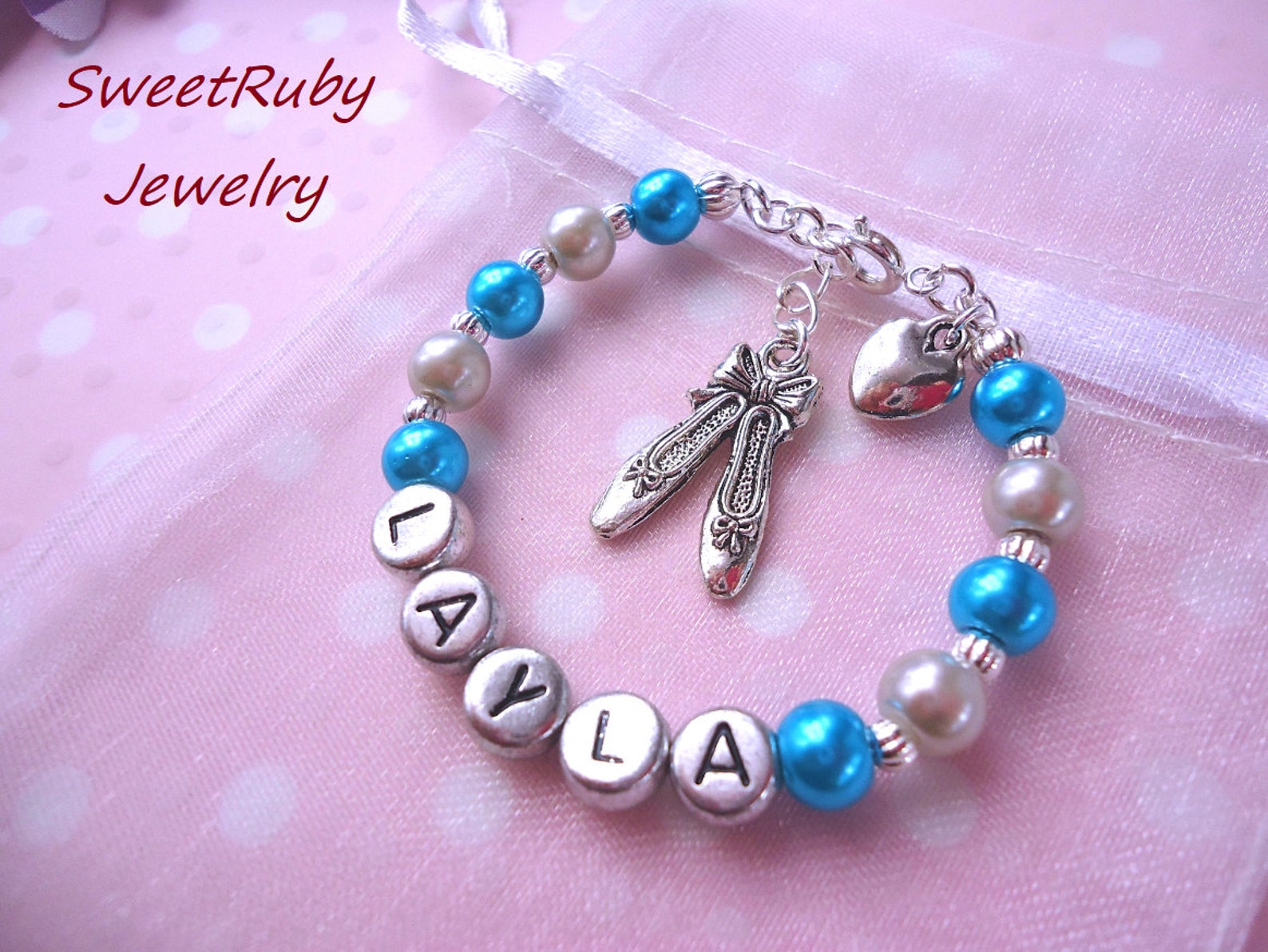 personalized dance/ballet shoes bracelet - ballerina, dance girl, dance recital - girls/kids/children- w/ an elegant gift box