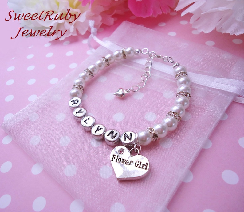 Personalized Flower Girl Braceletweddingbridering Etsy