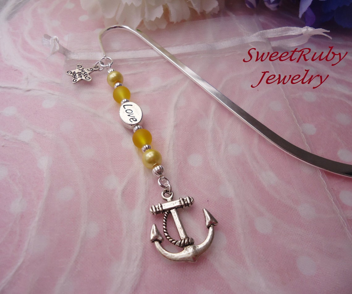 Personalized Bookmark 5 Anchor Charm - Etsy