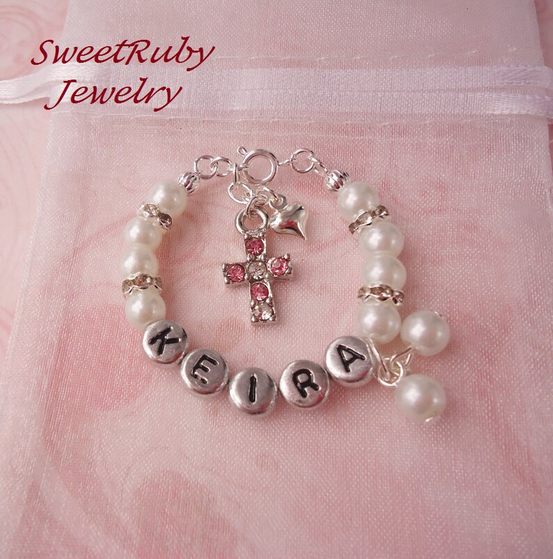 Personalized Newborn Baby Girl Bracelet Gift Pink Rhinestone Etsy