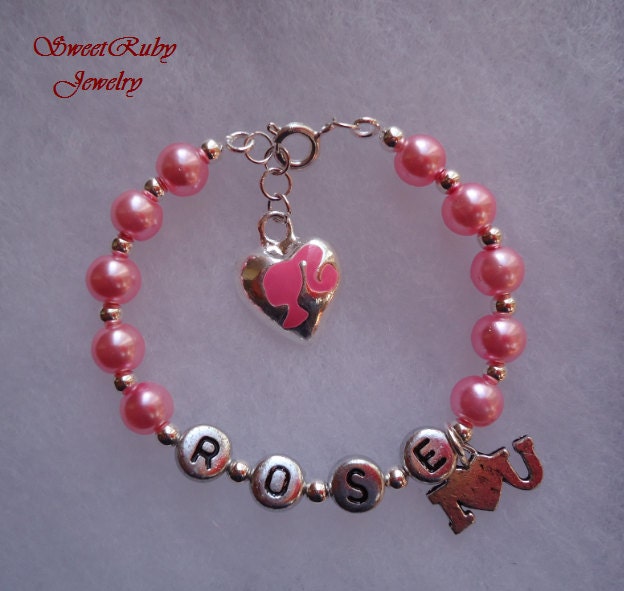 Personalised Girl baby Gift Charm Bracelet Daughter Sister made for you pink 
