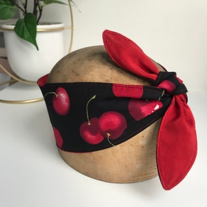 Frida Kahlo Retro Hairband / Neck scarf Various Prints to Choose Cotton and Silk Black Cherry