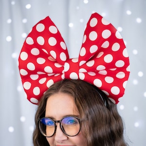 Giant Red & White Polka Dot Whimsical Minnie Mouse Disney-Inspired Costume Cosplay Hair Bow