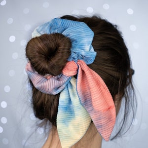 Tie-Dye Ribbed Jersey Knit Scrunchie with Bunny Ear Bow