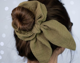 Bubble Cotton Scrunchie with Bunny Ear Bow | Fall Colors