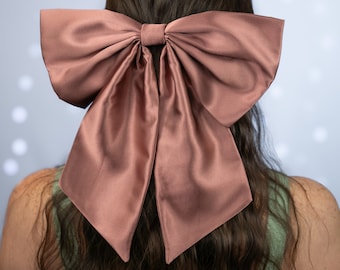 Satin Silky Oversized Floppy Long Tail Sailor Hair Bow with Tails