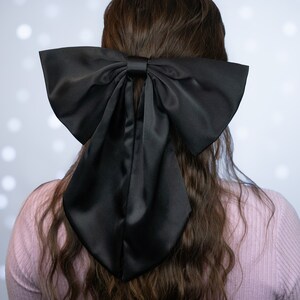 Crepe Satin Silky Oversized Floppy Long Tail Sailor Hair Bow with Tails