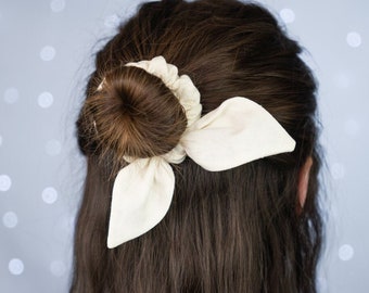 Linen Skinny Scrunchie with Bunny Ear Bow | Style 1