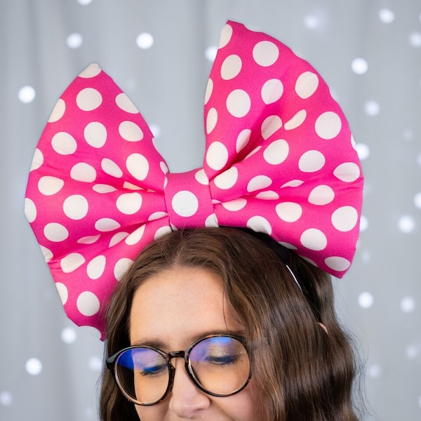 Giant Pink & White Polka Dot Whimsical Minnie Mouse Disney-Inspired Costume Cosplay Hair Bow