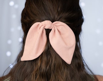 Jersey Hand Knotted Bunny Ear Hair Bow | Soft Ribbed Jersey Fabric