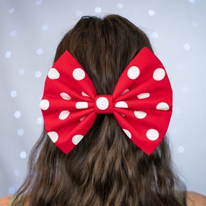 Giant Red & White Polka Dot Whimsical Minnie Mouse Disney-Inspired Costume Cosplay Hair Bow | Style A