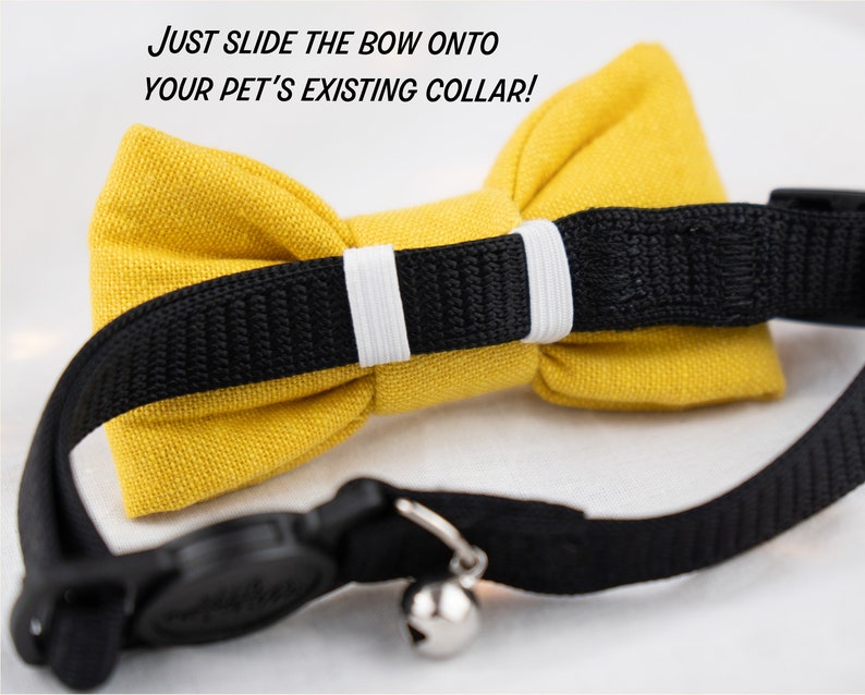 Linen Bow Tie for Pets, Cats, Dogs Slides onto Existing Collar image 7