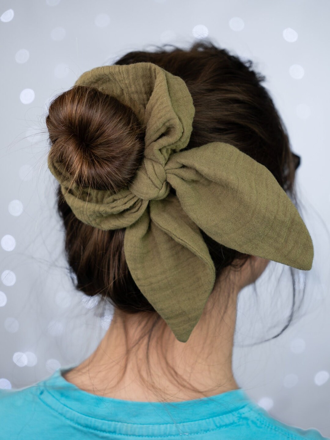 Bubble Cotton Scrunchie With Bunny Ear Bow | Fall Colors - Etsy
