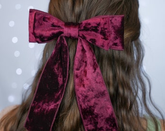 Victorian Velvet Double Layer Ribbon Bow with Tails