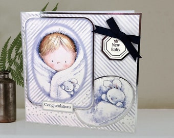 New Baby - handmade greetings card to celebrate new baby boy, new baby card, baby boy card, congratulations